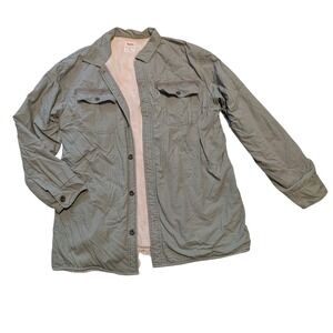 Levis Shirt Jacket Mens XL Olive Green Sherpa Lined Ripstop Shacket Workwear